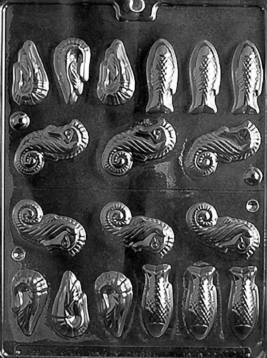 3D SHRIMP SEAHORSES FISH Chocolate Candy Mold