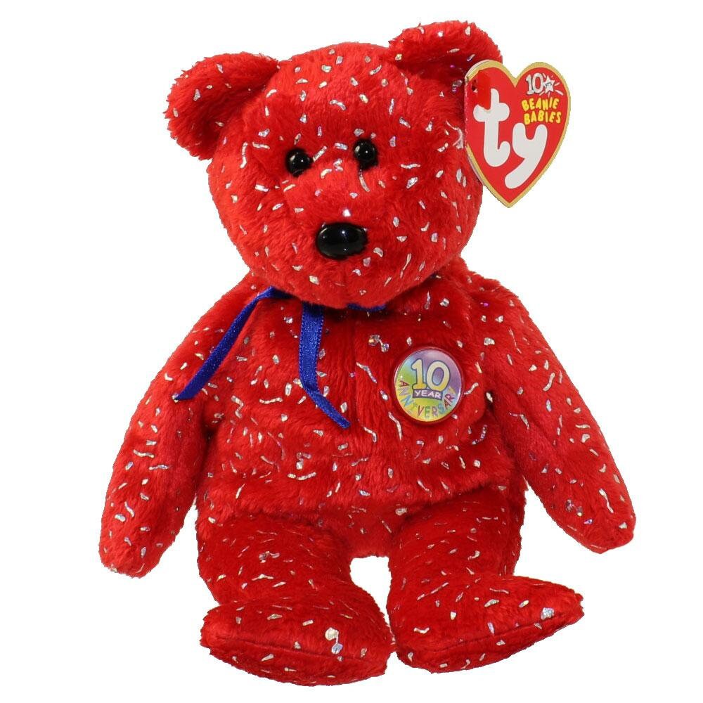 DECADES The Red Bear Ty Beanie Baby Retired Beanbag Plush - New with Tags