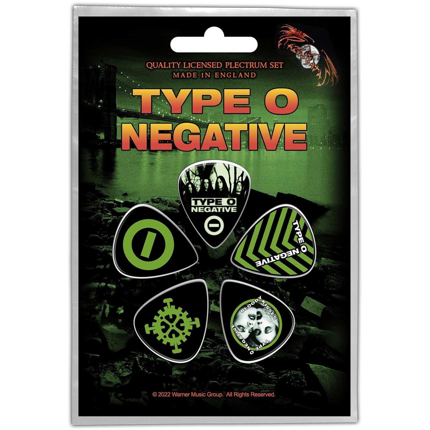 TYPE O NEGATIVE Guitar Pick 5 Piece Set - Type O Negative World Coming Down Metal Band - Plectrum Set Craft Supply - Officially Licensed