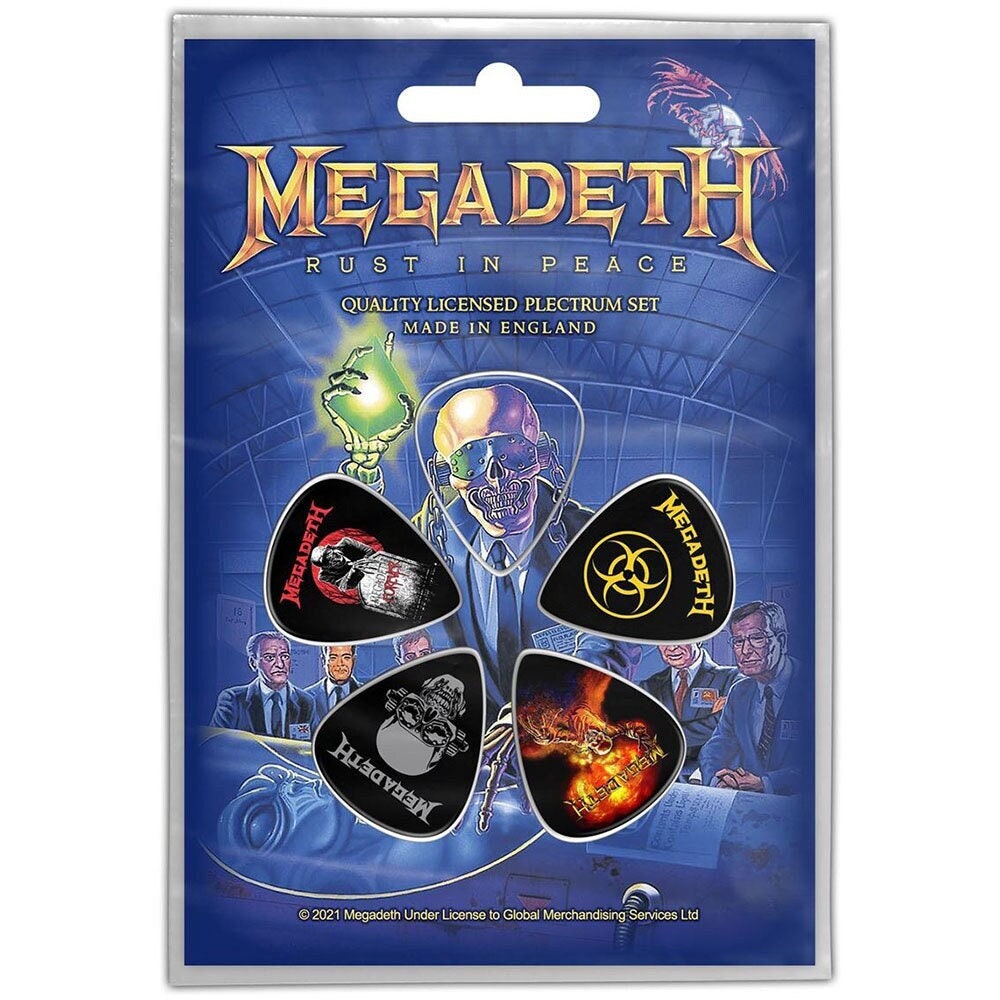 MEGADETH Guitar Pick 5 Piece Set - Megadeth Rust In Peace Metal Band - Plectrum Set Craft Supply - Officially Licensed