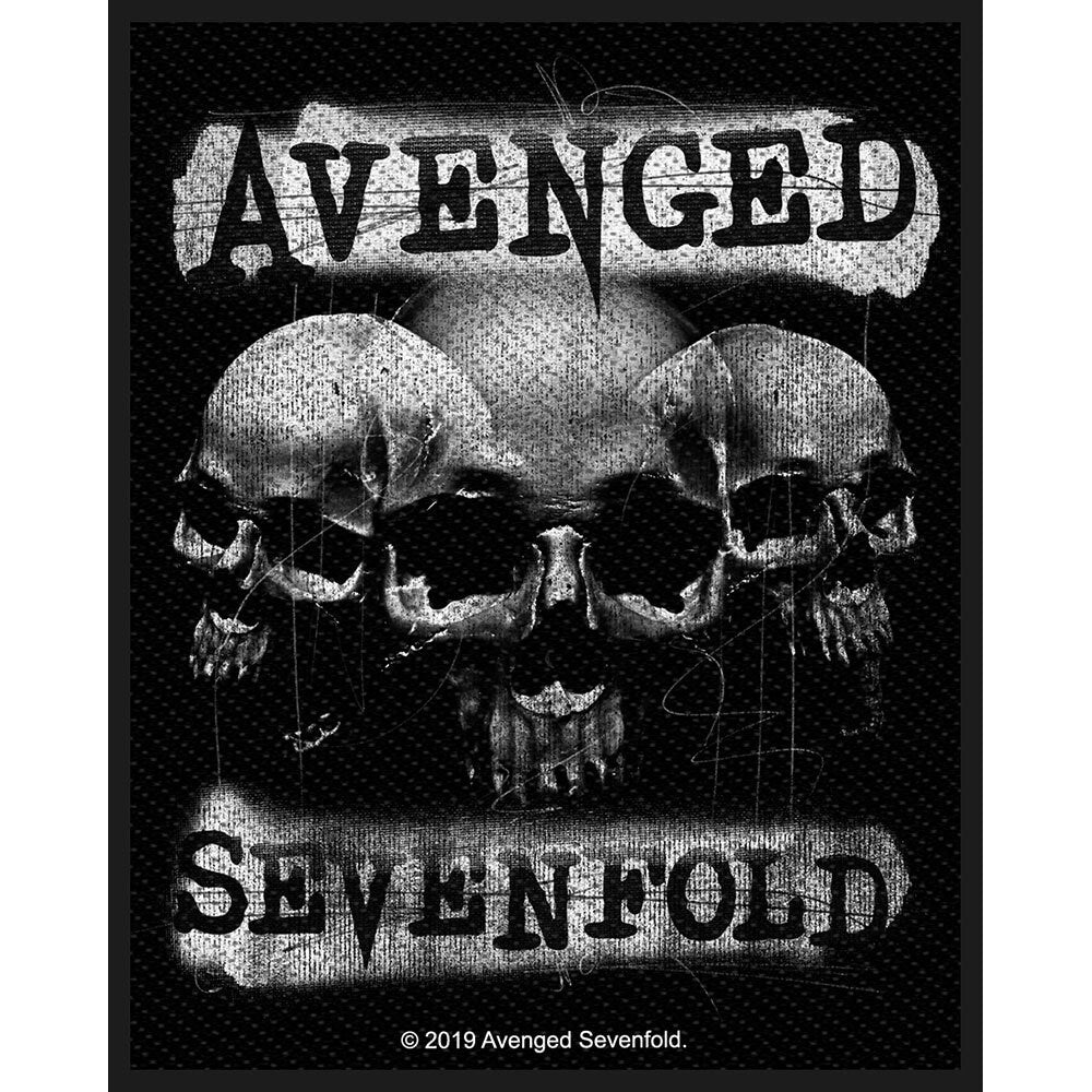 AVENGED SEVENFOLD 3 Skulls Patch - 4x3 Inch - Avenged Sevenfold Death Bat A7X Embroidered Patch Applique Craft Supply - Officially Licensed