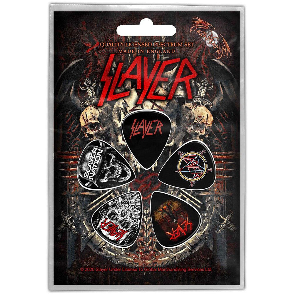 SLAYER Guitar Pick 5 Piece Set - Slayer Demonic Design Metal Rock Band - Plectrum Set Craft Supply - Officially Licensed