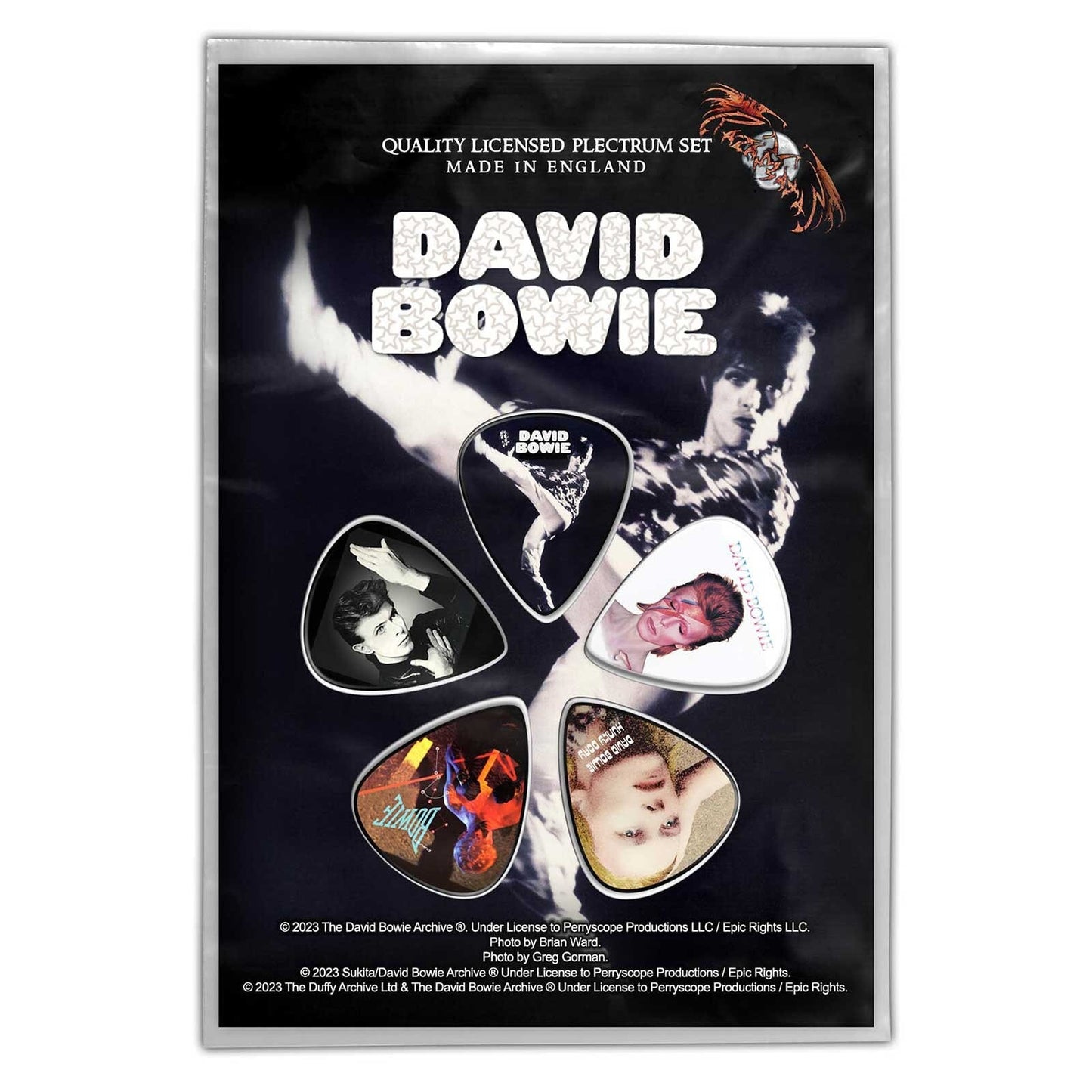 DAVID BOWIE Guitar Pick 5 Piece Set - David Bowie The Man Who Sold The World Rock Band - Plectrum Set Craft Supply - Officially Licensed