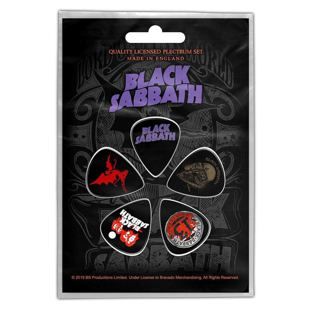 BLACK SABBATH Guitar Pick 5 Piece Set - Tony Lommi Ozzy Heavy Metal Band Black Sabbath - Plectrum Set Craft Supply - Officially Licensed