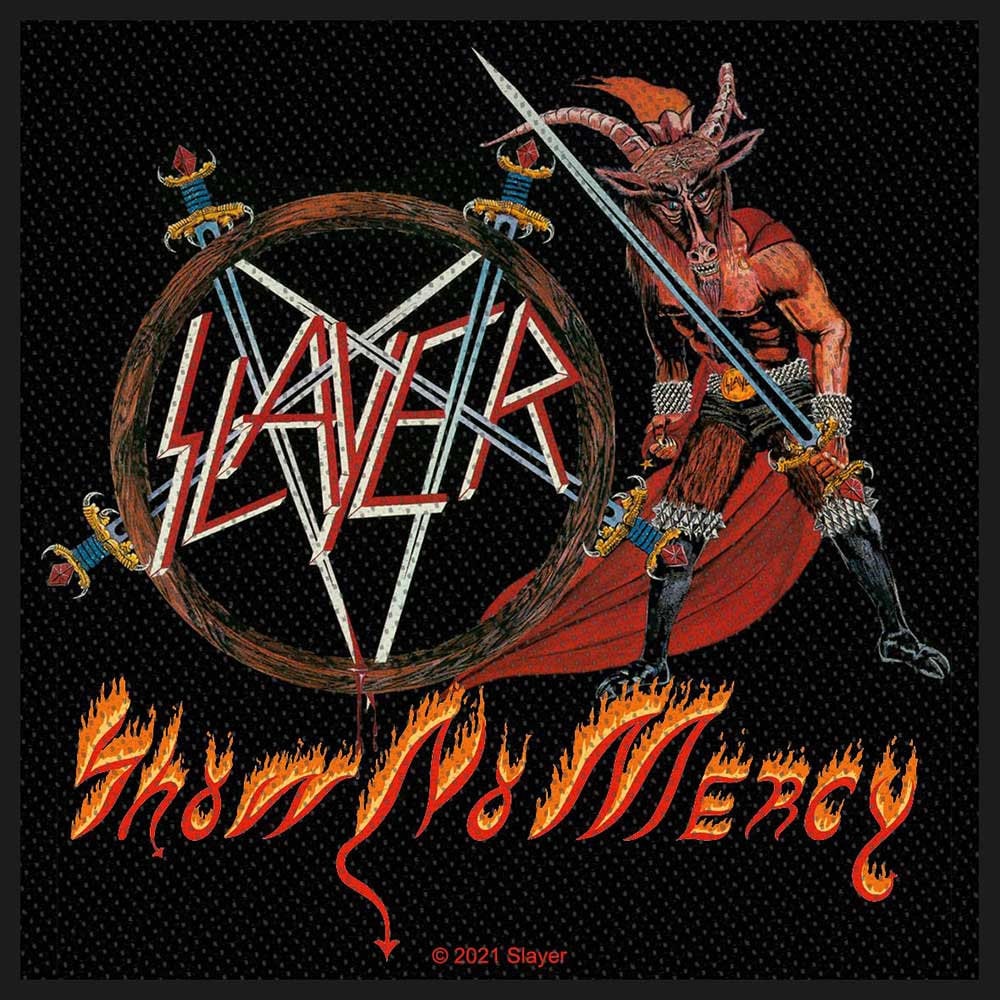 SLAYER Show No Mercy Patch - Approx 4x4 Inch - Slayer Thrash Metal Band Embroidered Patch Applique Craft Supply - Officially Licensed