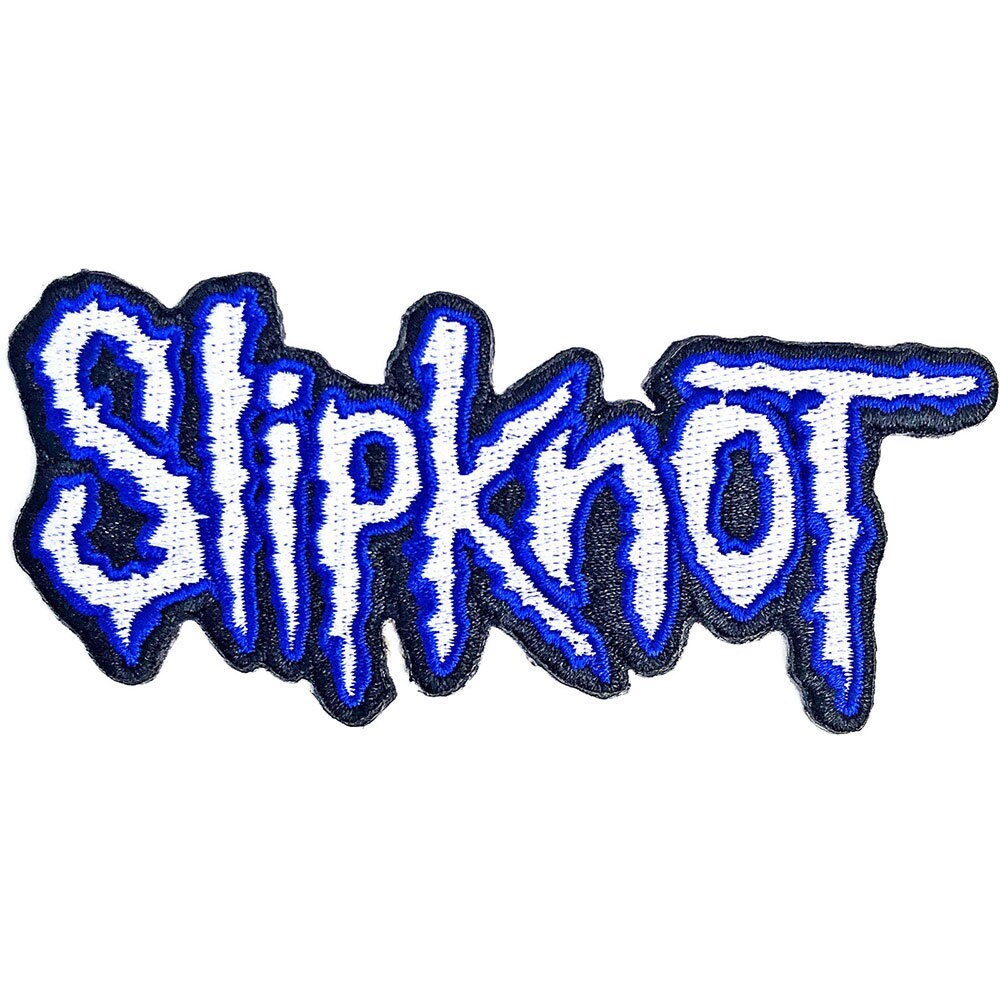 SLIPKNOT Logo Patch - 4x2 Inch - Slipknot Blue Border Heavy Metal Band Logo Embroidered Patch Applique Craft Supply - Officially Licensed
