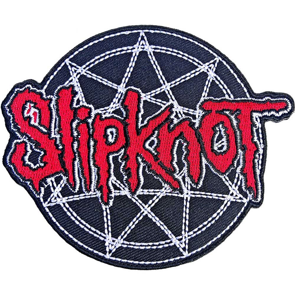 SLIPKNOT Patch - 4x3.2 Inch - Slipknot Red Logo Over Nonogram Heavy Metal Band Embroidered Patch Applique Craft Supply - Officially Licensed