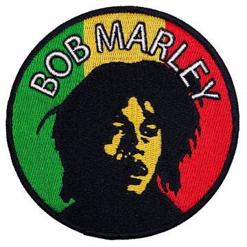 BOB MARLEY Rasta Circle Patch - 3.5 Inch - Jamaican Singer and Guitarist Reggae Legend Embroidered Rock Band Patch Applique Craft Supply