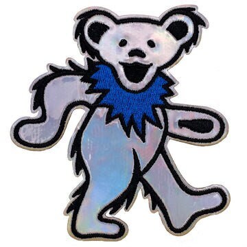GRATEFUL DEAD Patch - 3.5x3.75 Inch - Iridescent Dancing Bear Grateful Dead Embroidered Rock Band Patch Applique Craft Supply