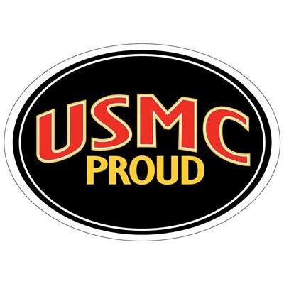 USMC PROUD Magnet - United States Marines Proud USMC Military Oval Magnet for Car Office Home Automotive