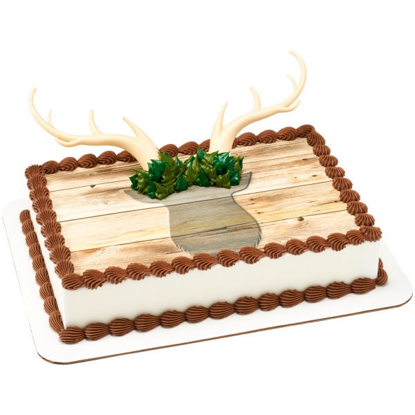 Antler Creations Cake Topper - Deer Hunting Fan Deer Antlers Hunter Birthday Party Cake Decoration - Kids Birthday Decoset Craft Supply