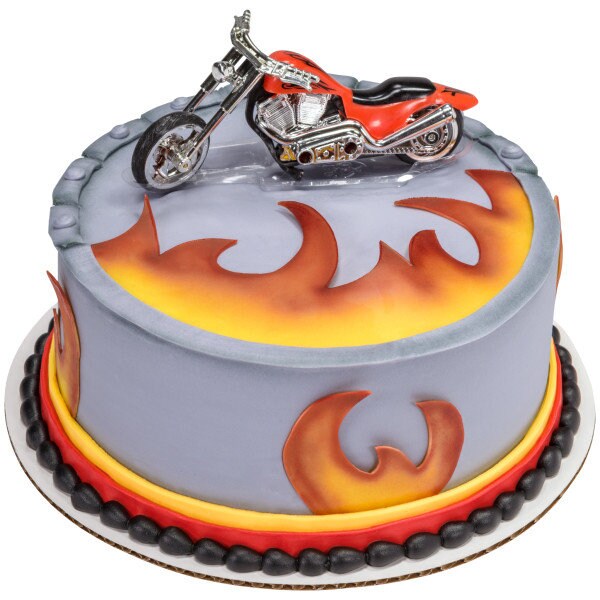 Red Hot Chopper Cake Topper - Motorcycle Red Hot Chopper Biker Birthday Party Cake Decoration - Kids Birthday Decoset Craft Supply
