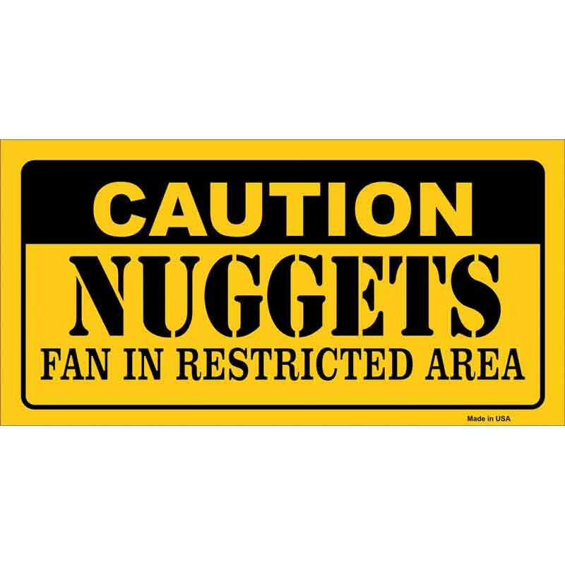 Caution Nuggets Fan Sticker Decal - 6x3 Inch - Novelty Rectangle Sticker Decal - Basketball Water Resistant Car Truck Window Craft Supply