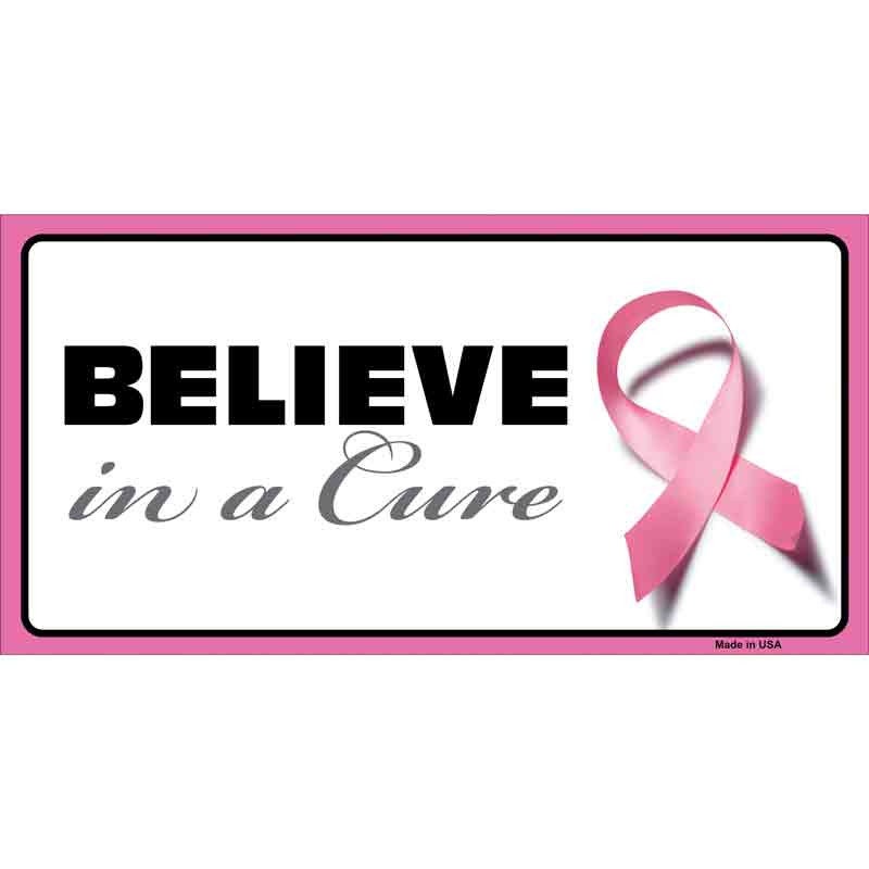 Believe In A Cure Breast Cancer Sticker Decal - 6x3 Inch - Novelty Rectangle Sticker Decal - Water Resistant Car Truck Window Craft Supply