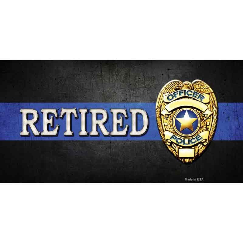 Retired Police Thin Blue Line Sticker Decal - 6x3 Inch - Novelty Rectangle Sticker Decal - Water Resistant Car Truck Window Craft Supply