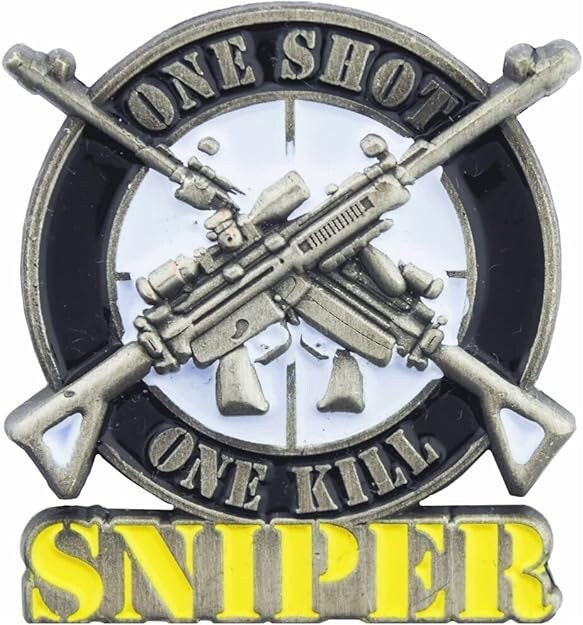 ONE Shot ONE Kill Sniper Lapel Pin - Armed Forces Military Sniper Enamel Pin Backpack Tie Shirt Trading Button Pinback Craft Supply