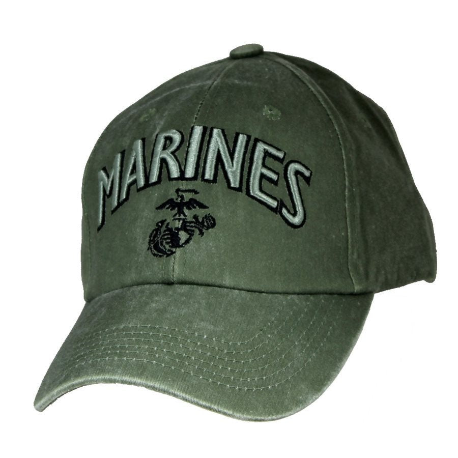 MARINES Logo OD Green Embroidered Cap Hat - United States Marines USMC Symbol Logo Craft Supply
