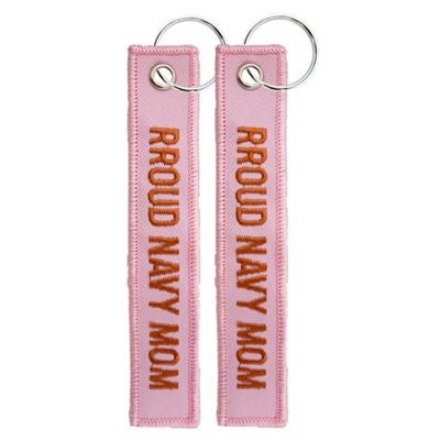 Proud Navy Mom Keychain - United States Navy Pink Embroidered Key Ring Keyfob USN Naval Proud Mother Mom Craft Supply