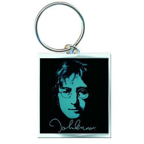 JOHN LENNON Metal Keychain - The Beatles John Lennon Photo - Rock Band Keyring Keyfob lanyard