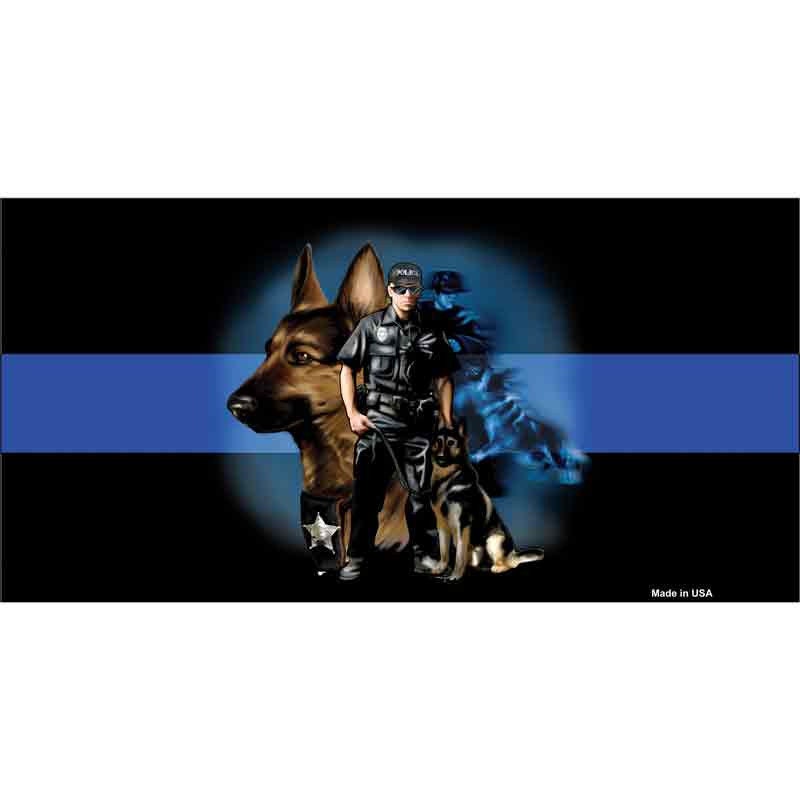 Thin Blue Line Police K-9 Sticker Decal - 6x3 Inch - Novelty Rectangle Sticker Decal - Sheriff Water Resistant Car Truck Window Craft Supply
