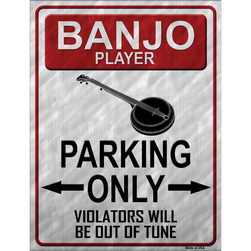 Banjo Player Parking Only Violators Will Be Decal - 6x4.5 Inch - Funny Novelty Sticker Decal - Water Resistant Car Truck Window Craft Supply
