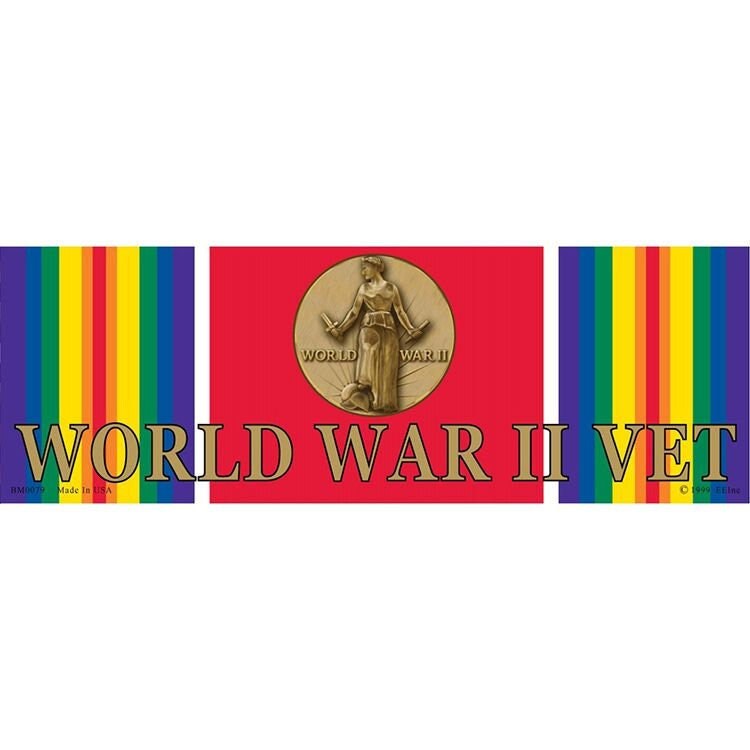 World War II Vet Bumper Sticker Decal - World War 2 WWII Veteran Military Vets Navy Marines Army Craft Supply