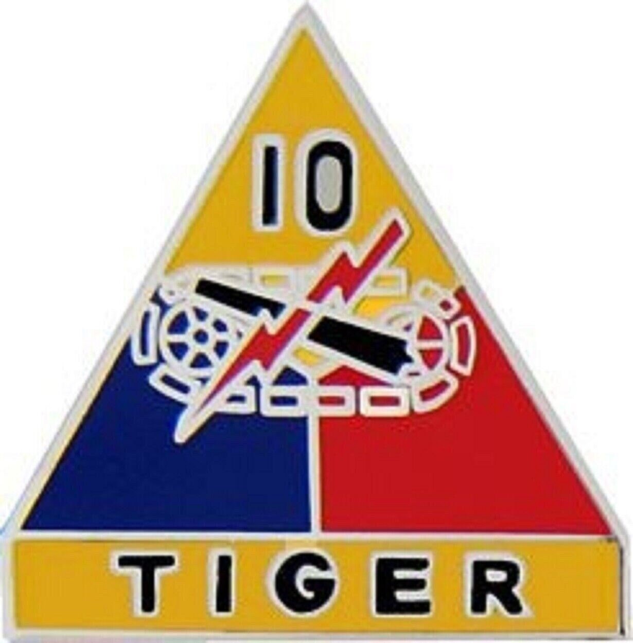 U.S. ARMY 10th Armored Division Lapel Pin - Tiger Division WW2 World War II - Enamel Pin for Backpack Tie Shirt Trading Button Pinback