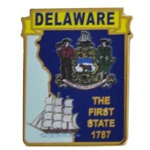 DELAWARE STATE Map Lapel Pin - The First State Enamel Pin for Backpack Tie Shirt Trading Button Pinback Craft Supply