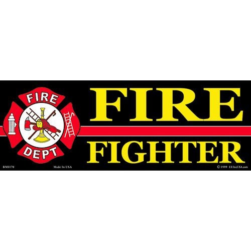 FIRE FIGHTER Bumper Sticker Decal - Fire Dept First Responder Medic Bumper Sticker Decal for Truck Car Craft Supply