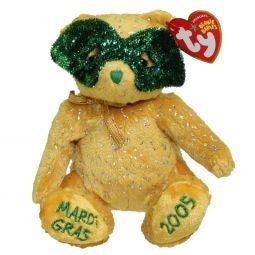 MASQUE the Mardi Gras Bear (Internet Exclusive) Ty Beanie Baby Retired Vintage Beanbag Plush - New with Tags