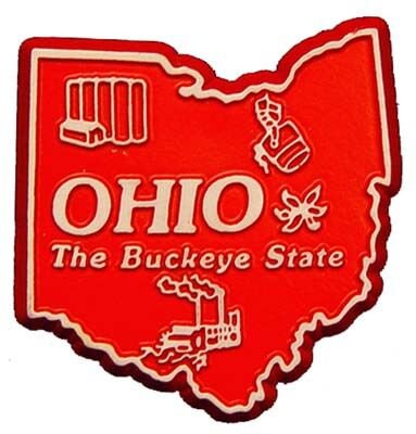 Ohio State Shaped Magnet - Vintage State Souvenir Flexible Rubber Magnet for Refrigerator Car Office Home Automotive