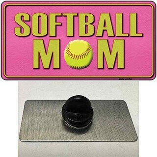 Softball Mom Pink Lapel Pin - Sports Metal Hat Pin Backpack Tie Shirt Button Pinback Craft Supply