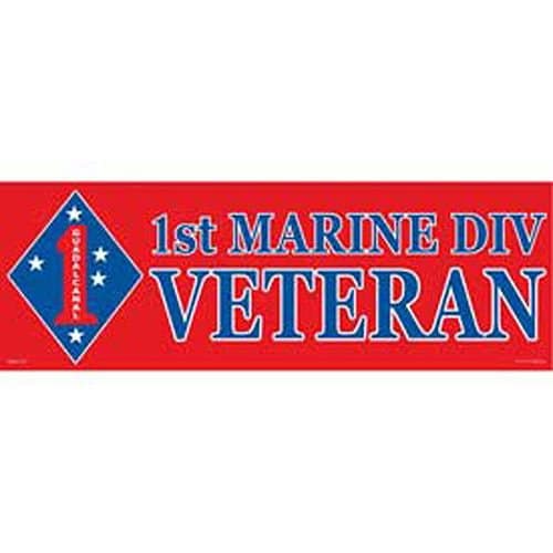 1st Marine Division Veteran Bumper Sticker Decal - USMC Marines Expeditionary Force Veteran Vet Military Navy Marines Army Craft Supply