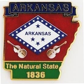 ARKANSAS STATE Map Lapel Pin - The Natural State Enamel Pin for Backpack Tie Shirt Trading Button Pinback Craft Supply