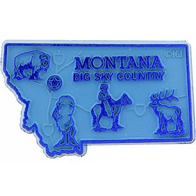 Montana State Shaped Magnet - Vintage Map Big Sky Country State Souvenir Flexible Rubber Magnet for Refrigerator Car Office Home Automotive