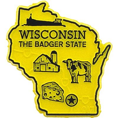 Wisconsin State Shaped Magnet - Vintage Map Badger State Souvenir Flexible Rubber Magnet for Refrigerator Car Office Home Automotive
