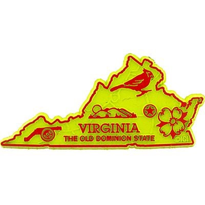 Virginia State Shaped Magnet - Vintage Map Old Dominion State Souvenir Flexible Rubber Magnet for Refrigerator Car Office Home Automotive