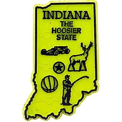 Indiana State Shaped Magnet - Vintage Map Hoosier State Souvenir Flexible Rubber Magnet for Refrigerator Car Office Home Automotive