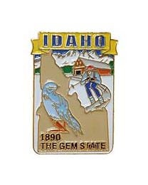 IDAHO STATE Map Lapel Pin - Idaho The Gem State Mountains Enamel Pin for Backpack Tie Shirt Trading Button Pinback Craft Supply