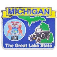 MICHIGAN STATE Map Lapel Pin - The Wolverine State Michigan Enamel Pin for Backpack Tie Shirt Trading Button Pinback Craft Supply