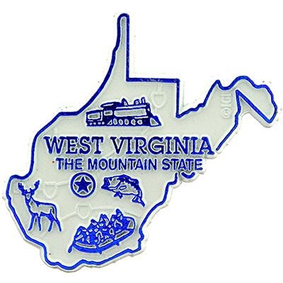 West Virginia State Shaped Magnet - Vintage Map Mountain State Souvenir Flexible Rubber Magnet for Refrigerator Car Office Home Automotive