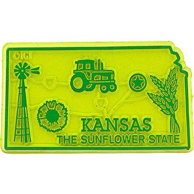 Kansas State Shaped Magnet - Vintage Map Sunflower State Souvenir Flexible Rubber Magnet for Refrigerator Car Office Home Automotive
