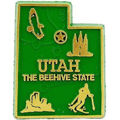 Utah State Shaped Magnet - Vintage Map Beehive State Souvenir Flexible Rubber Magnet for Refrigerator Car Office Home Automotive