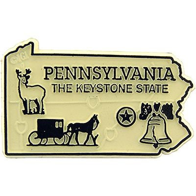 Pennsylvania State Shaped Magnet - Vintage Map Keystone State Souvenir Flexible Rubber Magnet for Refrigerator Car Office Home Automotive