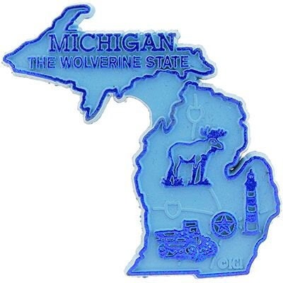 Michigan State Shaped Magnet - Vintage Map The Wolverine State Souvenir Flexible Rubber Magnet for Refrigerator Car Office Home Automotive