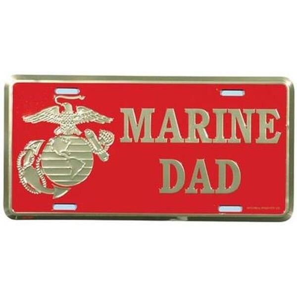MARINE DAD Eagle Globe & Anchor Metal License Plate - Military Vet Veteran - United States Marines USMC Eagle Globe Anchor Ega Craft Supply