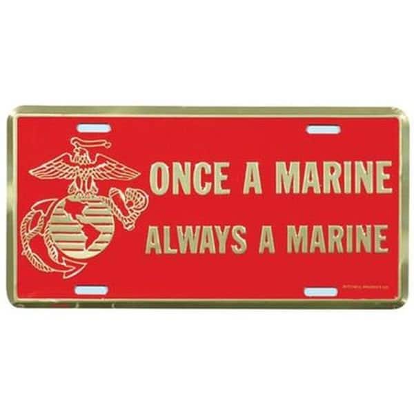 MARINES Metal License Plate - United States Marines USMC Once A Marine Always a Marine Eagle Globe Anchor Craft Supply