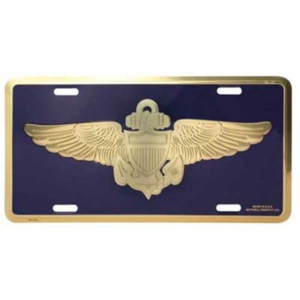 U.S. NAVY Aviator Badge Metal License Plate - Navy Fighter Pilot USN United States Navy Craft Supply
