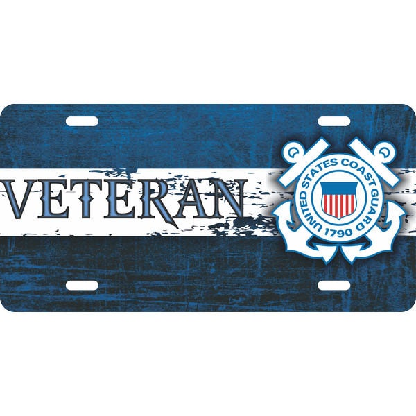 COAST GUARD Veteran Distressed Metal License Plate - USCG United States Vet Military Craft Supply