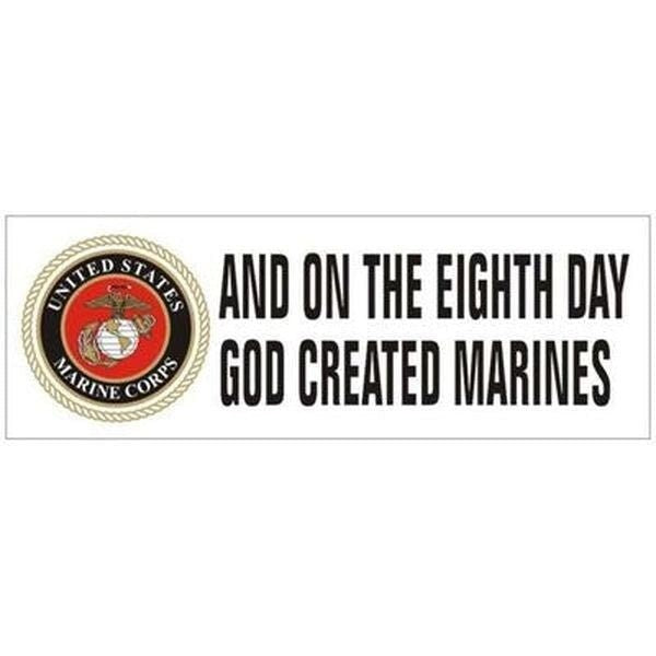On the 8th Day God Created Marines Vinyl Decal Sticker - 8x3 Inch - United States Marines Military Decal Bumper Sticker Car Truck Window